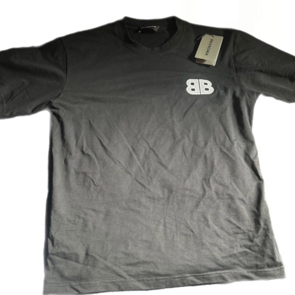 Balenciaga Black Short-Sleeve Tee with White BB Logo